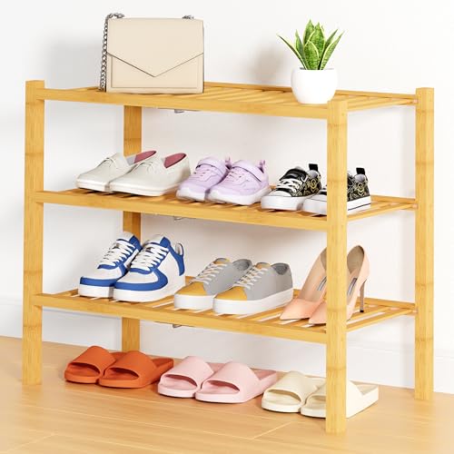 Smiry 3 Tier Stackable Bamboo Shoe Rack