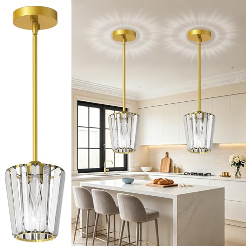 2 Pack Crystal Adjustable Pendant Lights