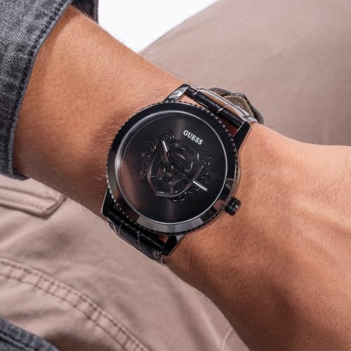 GUESS Men's 44mm Black Watch with Strap