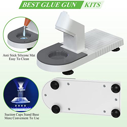 Hot Glue Gun Kit, MONVICT 40W Mini Glue Gun with Fine Tip & 30 Glue Sticks, Suction Cups Stand & Anti Stick Silicone Mat, On/Off Switch Design for DIY, Crafts, Home School Project…