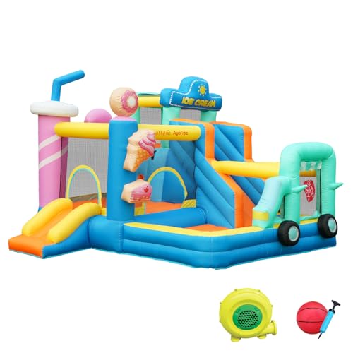 Ice Cream Theme Inflatable Bounce House with Double Slide