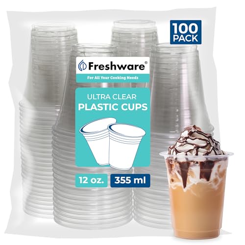 100 Pack 12 oz Disposable Plastic Cups