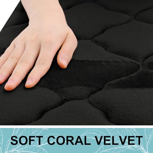 OLANLY Memory Foam Bath Mat Rug 24x16, Ultra Soft Non Slip and Absorbent Bathroom Rug, Machine Wash Dry, Comfortable, Thick Bath Rug Carpet for Bathroom Floor, Tub and Shower, Black