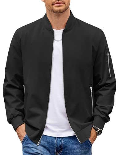 Lightweight Bomber Jacket Casual Windbreaker Zip Up Coat