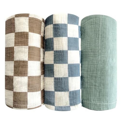 3 Pack Ultra Soft Muslin Baby Swaddle Blankets