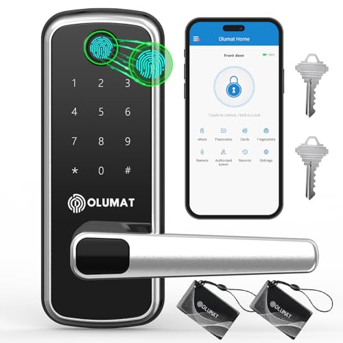 OLUMAT Keyless Fingerprint Door Lock with Keypad Handle