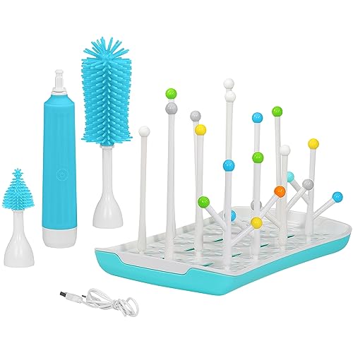 Electric Bottle Brush Cleaner Kit with Drying Rack