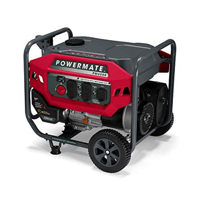 Powermate PM4500 4,500-Watt Gas-Powered Portable Open Frame Generator - COsense Technology - Quiet Operation - Ideal for Home, Camping, RV and Outdoor Activites - Engine Powered by Generac - 50 State