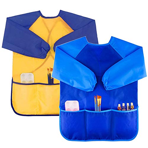 2 Pack Kids Art Smocks Waterproof Painting Aprons