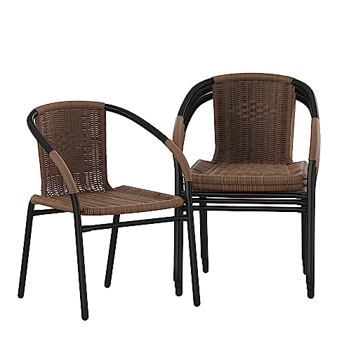 4 Pack Flash Furniture Stackable Rattan Dining Chairs