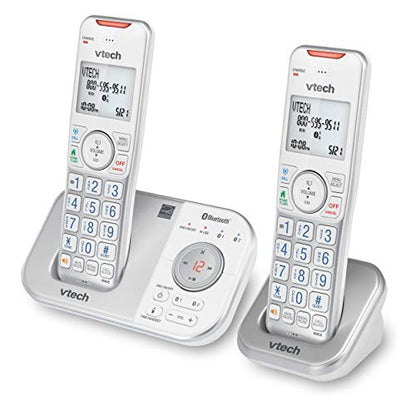 VTech VS112-27 DECT 6.0 Bluetooth 2 Handset Cordless Phone for Home with Answering Machine, Call Blocking, Caller ID, Intercom and Connect to Cell (White)
