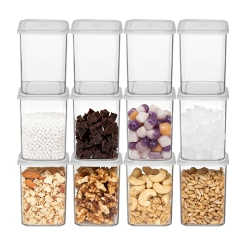 12 Pack Square Plastic Storage Jars with Lids