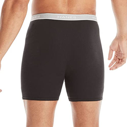 Hanes Men Hanes Boxer Briefs, Cool Dri Moisture-Wicking Underwear, Cotton No-Ride-up for Men, 12 Pack - Black
