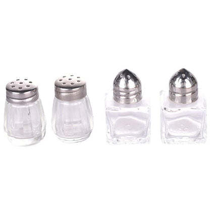 4 Pcs Mini Glass Salt and Pepper Shakers
