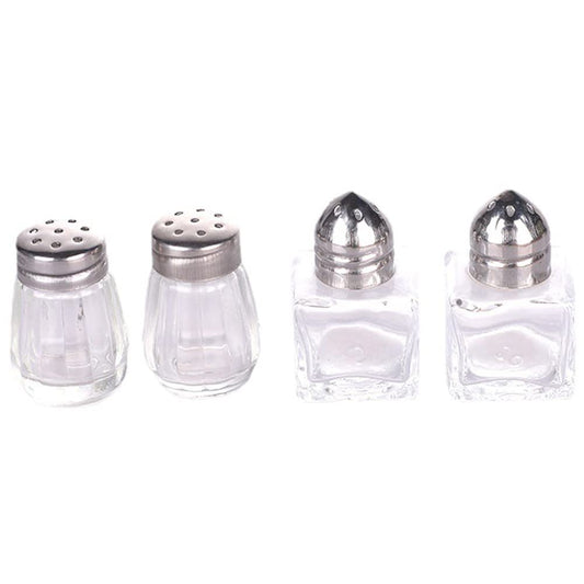 4 Pcs Mini Glass Salt and Pepper Shakers