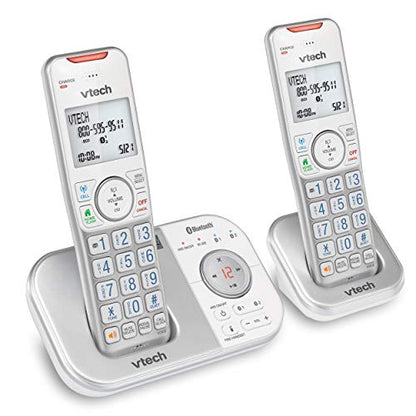 VTech VS112-27 DECT 6.0 Bluetooth 2 Handset Cordless Phone for Home with Answering Machine, Call Blocking, Caller ID, Intercom and Connect to Cell (White)