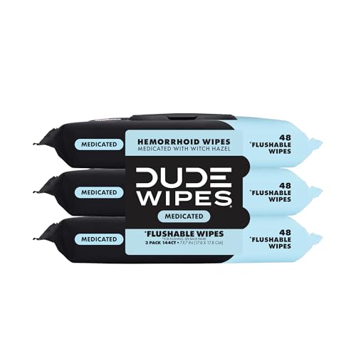144 Count DUDE Wipes Medicated Hemorrhoid Flushable Wipes