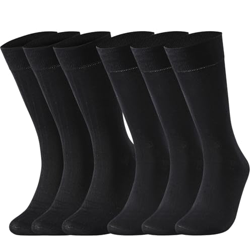 6 Pack Men's Mercerized Cotton Dress Crew Socks