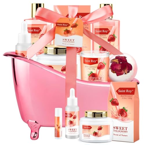 Spa Gift Basket for Mom, Strawberry Scented Set