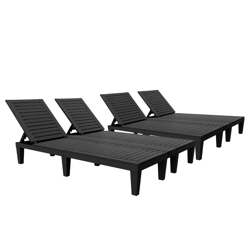 YITAHOME 2-in-1 Outdoor Chaise Lounge Chairs with Adjustable Backrest, Sturdy Loungers for Patio & Poolside, Easy Assembly & Waterproof with 530lbs Weight Capacity, Resin, Set of 2, Black
