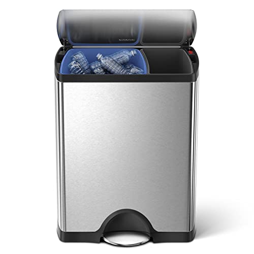 46L simplehuman Dual Compartment Kitchen Step Trash Can