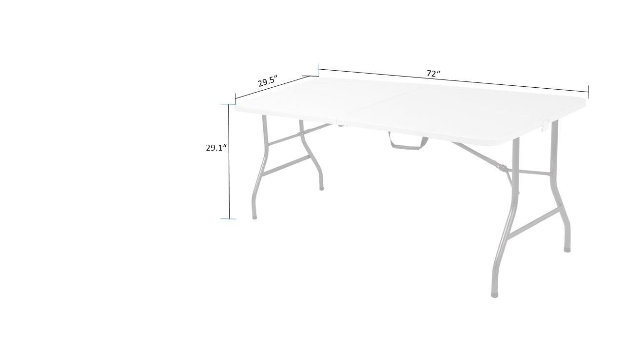 COSCO Fold-in-Half Banquet Table w/Handle, 6ft, White