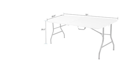 COSCO Fold-in-Half Banquet Table w/Handle, 6ft, White