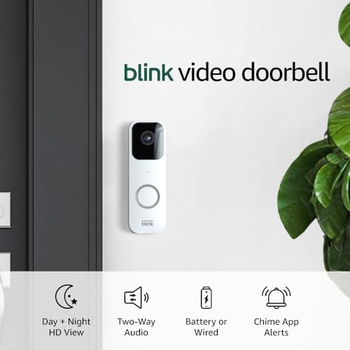 Blink Video Doorbell (newest model) + Sync Module 2 | Two-year battery life, Two-way audio, HD video, motion and chime app alerts and Alexa enabled — wired or wire-free (White)