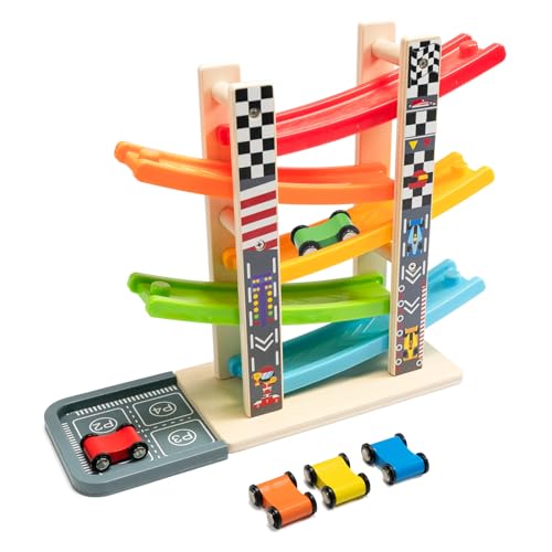 Wooden Toddler Car Ramp Racer Toy Set