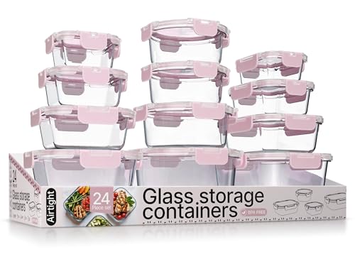 24 Piece Glass Food Storage Containers with Lids