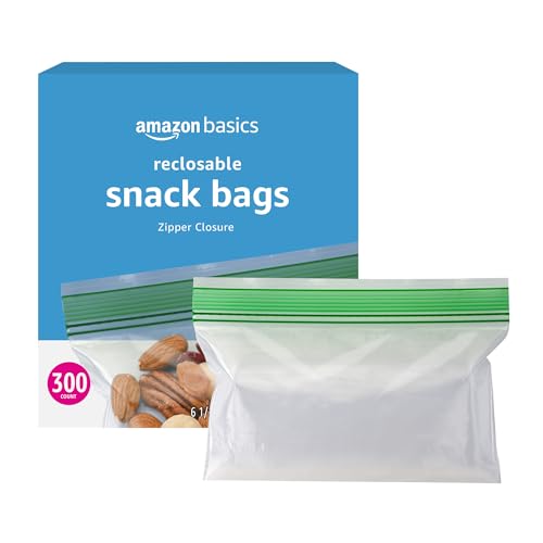 300 Count Amazon Basics Reclosable Snack Storage Bags