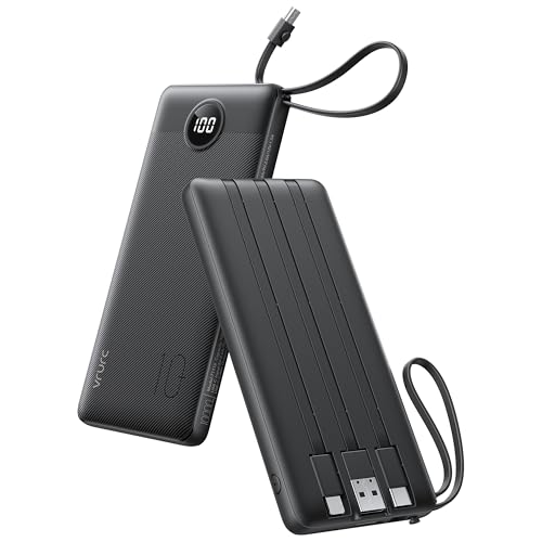 Slim Portable Charger with Built-in 4 Cables