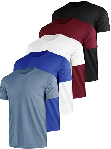 5 Pack Dry Fit Moisture Wicking Athletic T-Shirts