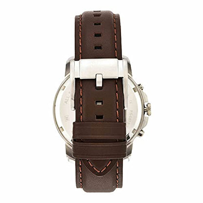Fossil Men's Grant Quartz Stainless Steel and Leather Chronograph Watch, Color: Silver, Brown (Model: FS4813)