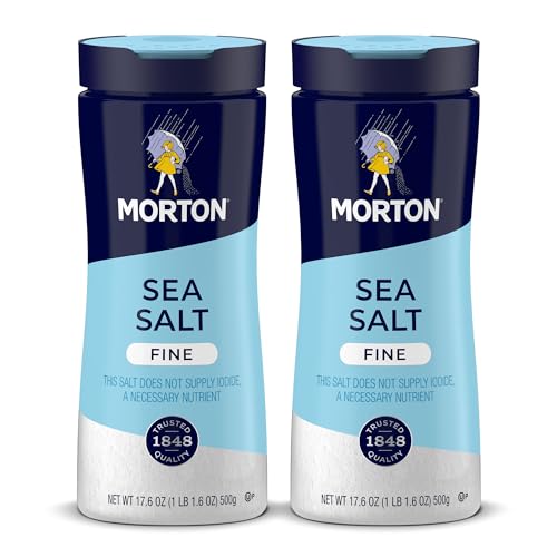 2 Pack Morton Fine Sea Salt 17.6 oz