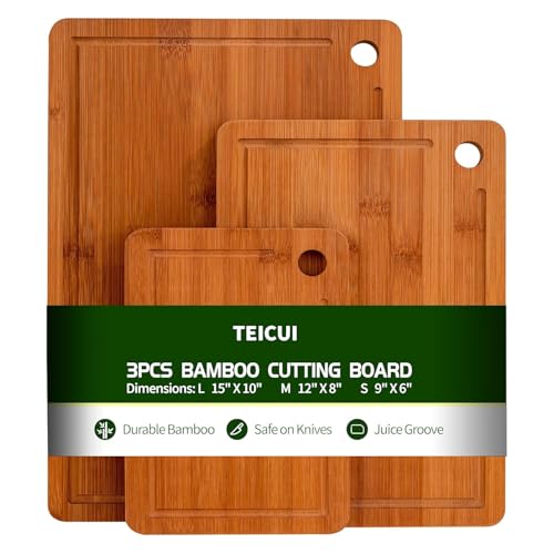 3 Pack Bamboo Cutting Boards with Juice Groove
