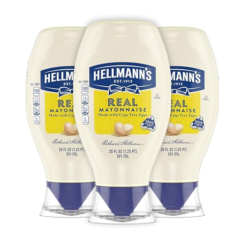 3 Pack Hellmann's Real Mayonnaise Squeeze Bottles 20oz