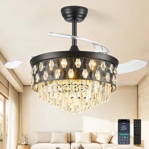 42-Inch Dimmable Crystal Ceiling Fan with Light