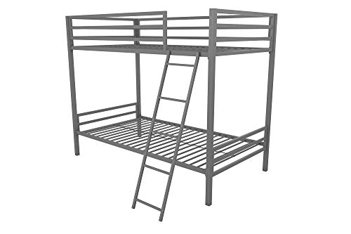 Novogratz Maxwell Twin-Over-Twin Metal Bunk Bed, Grey