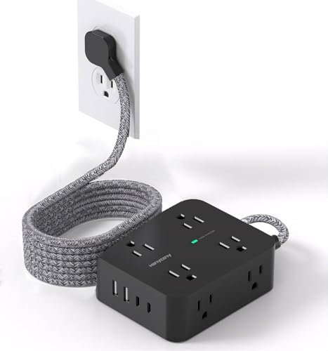 10 Ft Flat Plug Surge Protector Power Strip