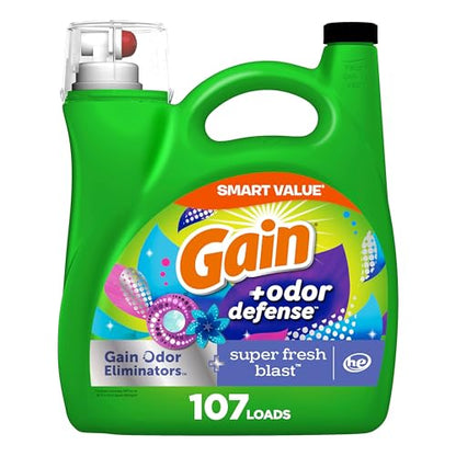 3 Pack 107 Load Gain Odor Defense Liquid Laundry Detergent (Add 3)