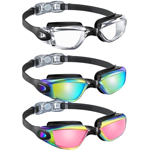 3 Pack Kids Swimming Goggles Anti-Fog UV Protection
