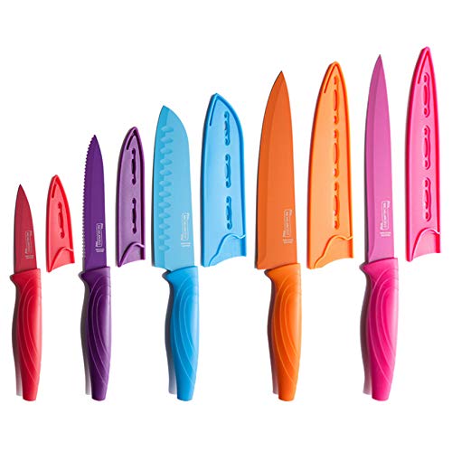 10 Piece Kitchen Knife Set with Sheath Covers