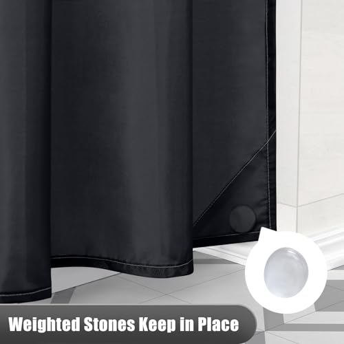 OLANLY Luxury Shower Curtain, Black Ombre Shower Curtain Sets with 12 Shower Curtain Hooks, Waterproof & Washable Black and White Shower Curtains for Bathroom, 72x72 Inches
