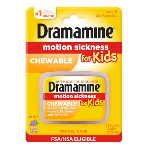 8 Count Dramamine Kids Motion Sickness Relief Chewable Tablets