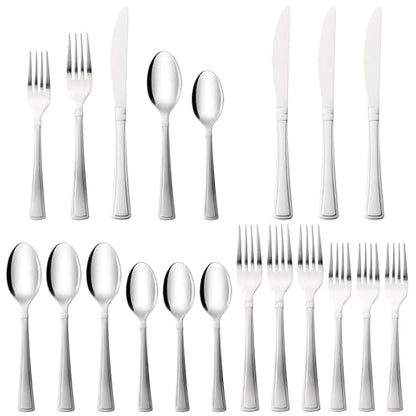 Alata Moss 20 Piece Silverware Set Service for 4,Premium Stainless Steel Flatware, Mirror Polished Cutlery Utensil Set,Durable Tableware Set,Include Fork Knife Spoon Set,Dishwasher Safe