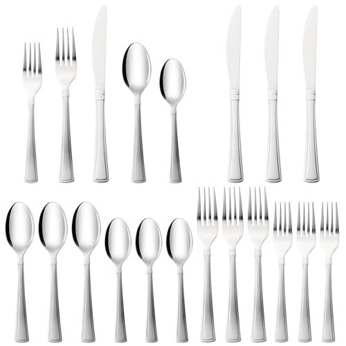 Alata Moss 20 Piece Silverware Set Service for 4,Premium Stainless Steel Flatware, Mirror Polished Cutlery Utensil Set,Durable Tableware Set,Include Fork Knife Spoon Set,Dishwasher Safe