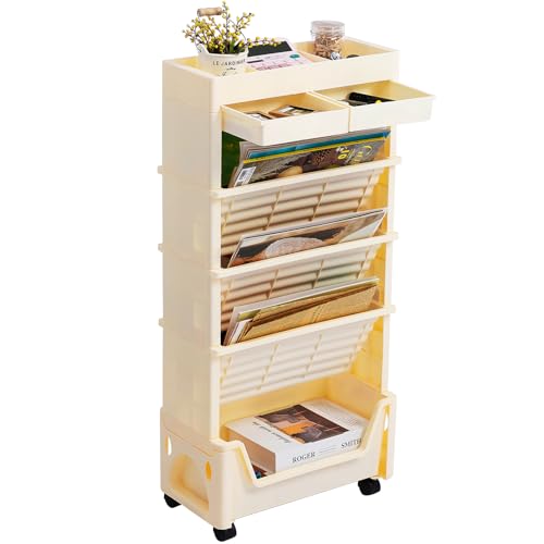 Rolling 5-Tier Book Cart with Wheels