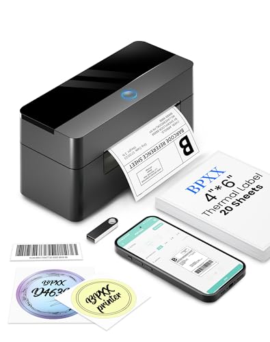 Bluetooth 4x6 Shipping Label Printer, Thermal, Wireless