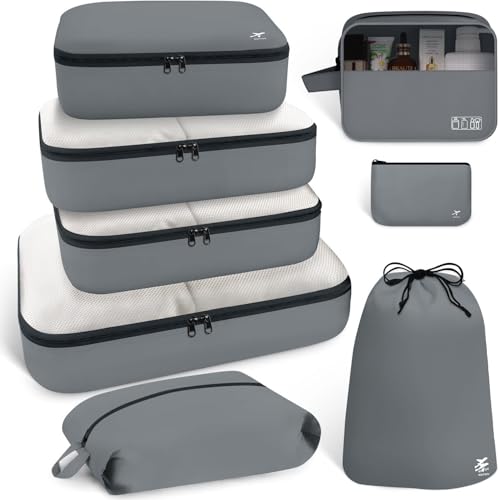 8 Piece Travel Packing Cubes Luggage Organizer Set
